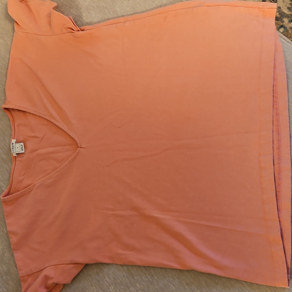 J. Crew Pink V-Neck Tee with flutter capped  sleeves